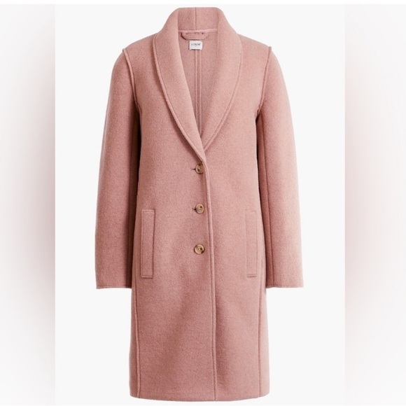J. Crew Boiled Wool Topcoat Single Breasted Coat Pink Blush 4 - Picture 2 of 10